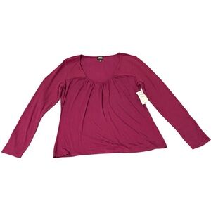 NWT INC International Concepts Ruched Scoop Neck Top with ribbed sleeve Size L